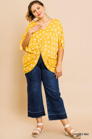 Yellow Polka Dot Knotted Blouse