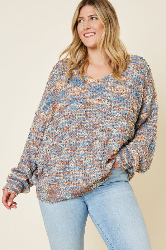 Plunging Twist-Back Knit Sweater