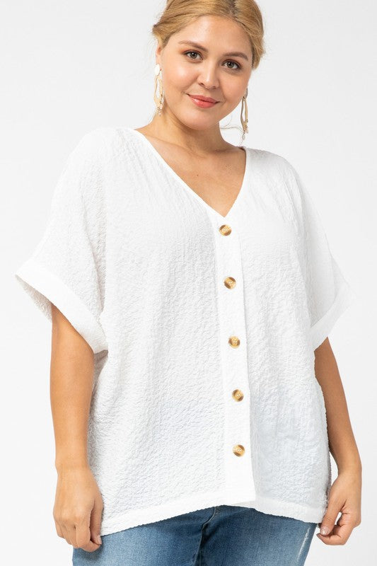 Crinkled Button Down Top