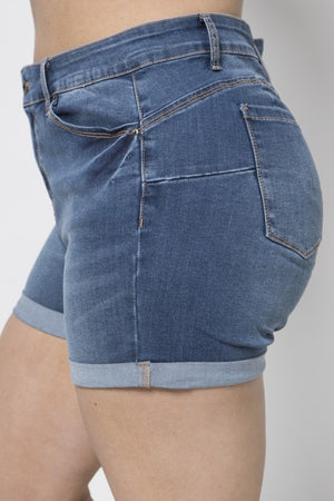 Cuffed Denim Shorts