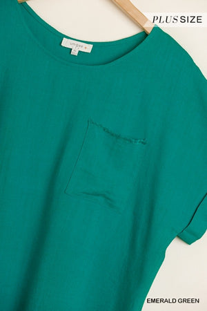 Frayed Top in Emerald Green