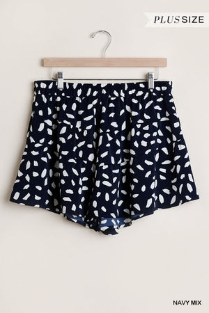 Navy Print Flowy Shorts